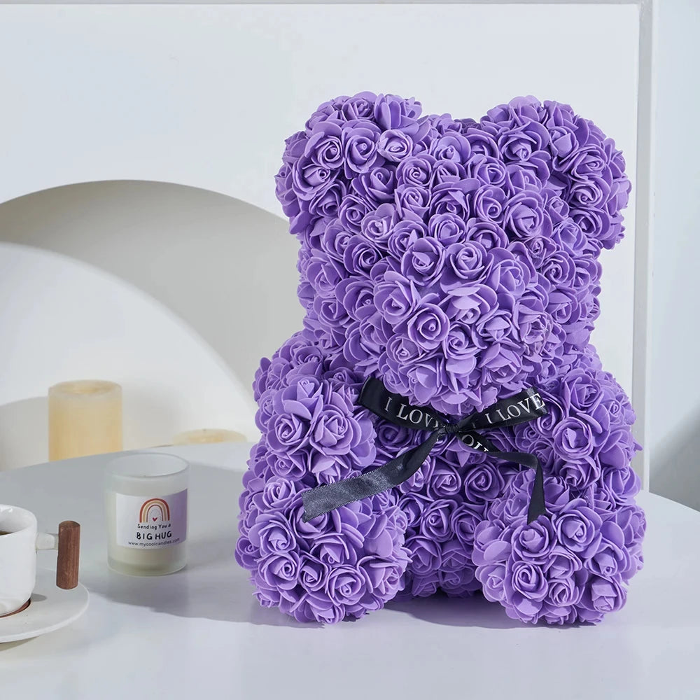 1pc Valentine's Day Gift Creative Rose Bear Gift Box PE Flower Romantic Foam Bear Hug Bear