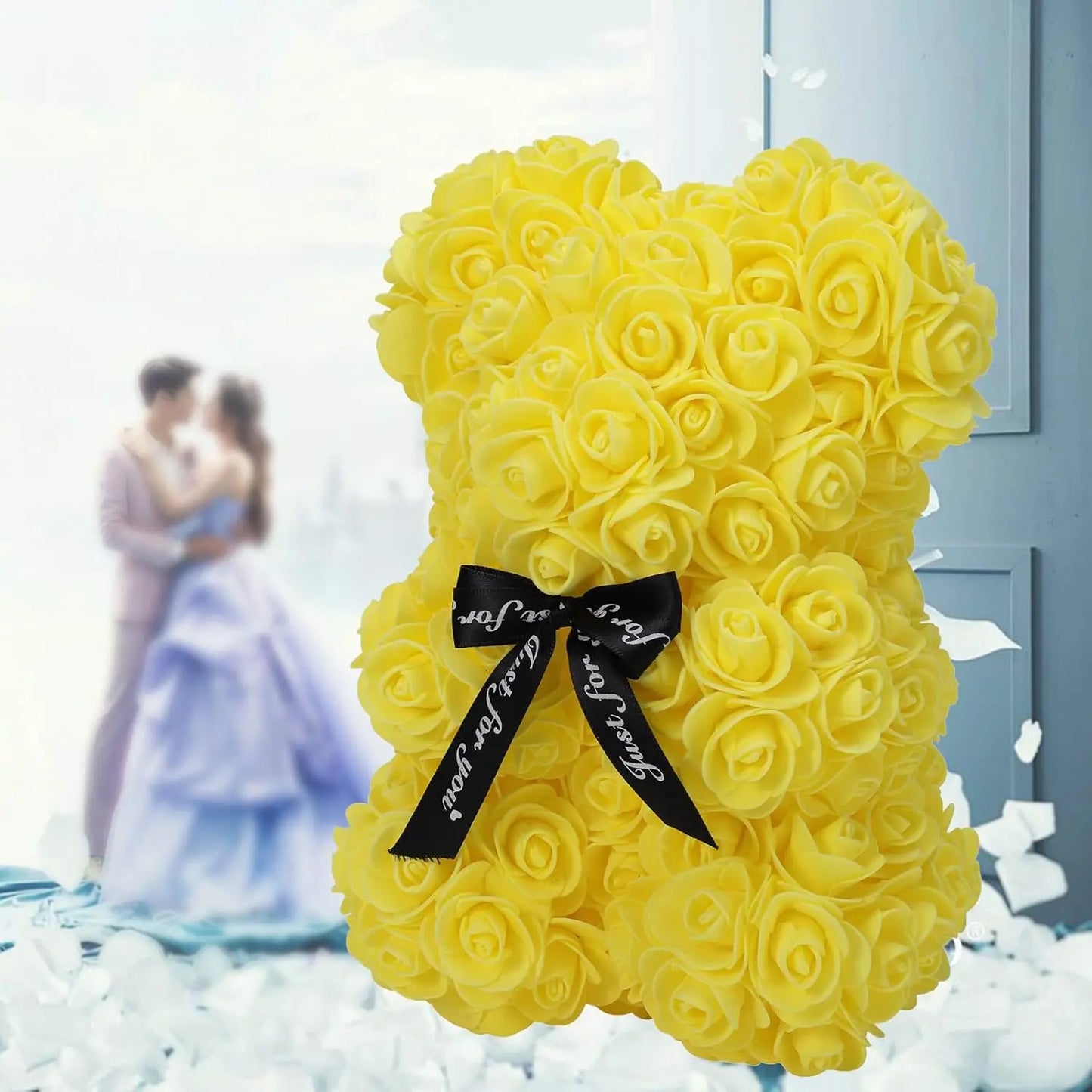 1pc Valentine's Day Gift Creative Rose Bear Gift Box PE Flower Romantic Foam Bear Hug Bear