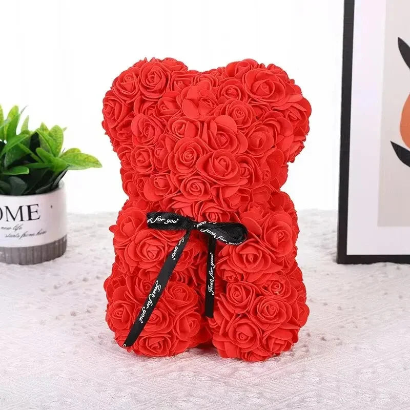 1pc Valentine's Day Gift Creative Rose Bear Gift Box PE Flower Romantic Foam Bear Hug Bear