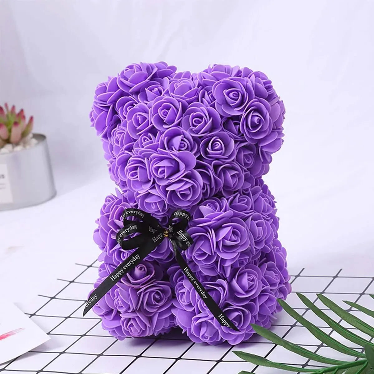 Romantic Valentine's Day Creative Eternal Flower Rose Bear Christmas Gift Rose Bear Hug Bear Wedding Flower Decoration Gift